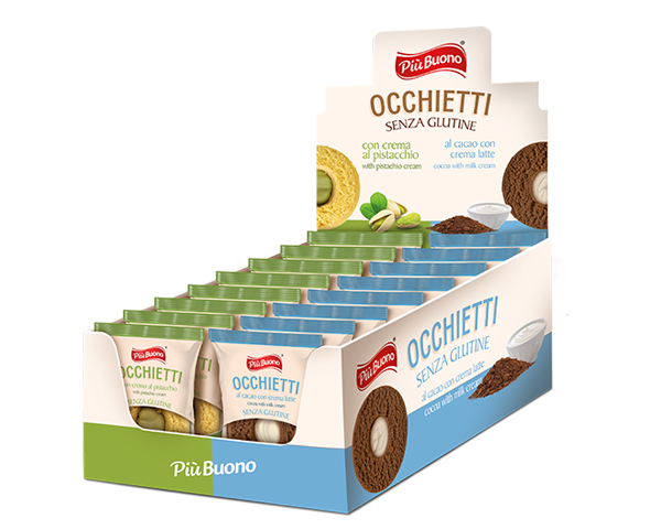 Occhietti al pistacchio ed al cacao con crema latte